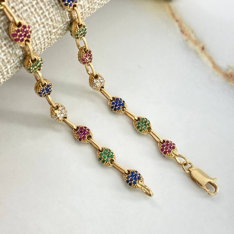 Tobillera GC 17.15gr / 27cm / Circones de Colores  Oro Amarillo$