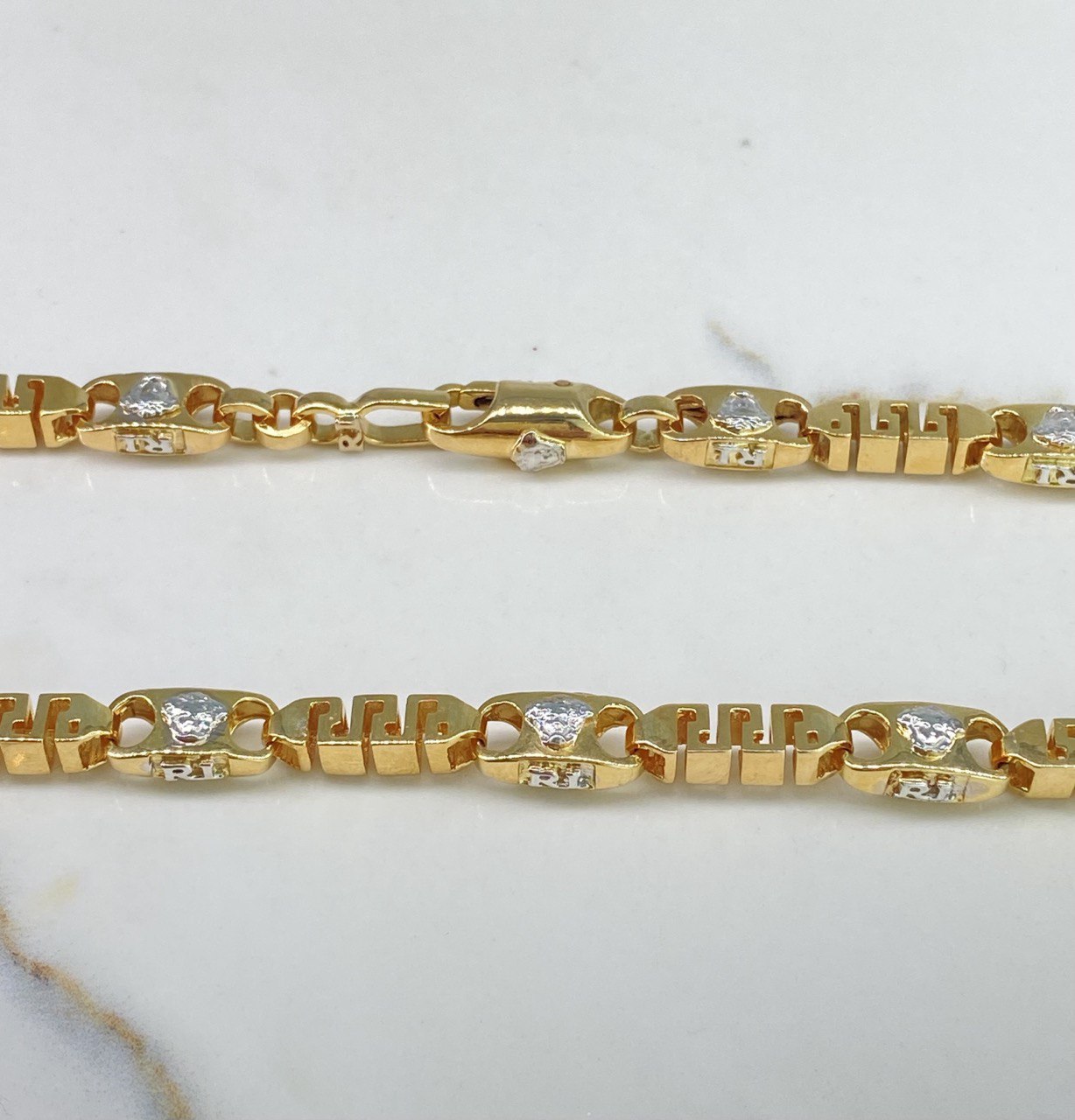 Fabricacion Bajo Pedido Cadena Medusa Greca 132gr / 70cm Dos Oros Amarillo Blanco $