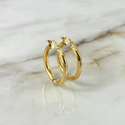 Candongas Fanny 3.8gr / 3.1cm / Lisas Entorchadas Dos Oros Amarillo Blanco (Oferta)