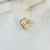 Piercing Cuatro Garras 1.65gr / 1.4cm / Circones Multicolor Broche Mariposa Oro Amarillo 18K (Joya)