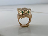 Anillo Pantera  20.35gr / T9 1/4 / Circones Verdes  Oro Rosa $