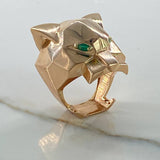 Anillo Pantera  20.35gr / T9 1/4 / Circones Verdes  Oro Rosa $