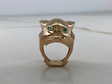 Anillo Pantera  20.35gr / T9 1/4 / Circones Verdes  Oro Rosa $