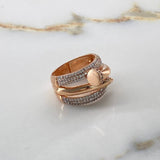 Anillo Tornillo  11.25gr / T7 3/4  / Circones Blancos  Oro Rosa $