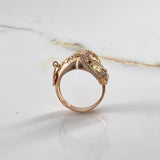Anillo Rostro Caballo  8.65gr / T11 1/2 / Circones Blancos Negros  Oro Rosa $