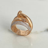 Anillo Tornillo  11.25gr / T7 3/4  / Circones Blancos  Oro Rosa $