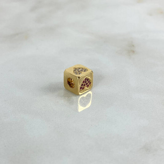 Herraje Cubo Corazon 2.55gr / 0.8cm / 8mm Circones Fucsias Blancos Oro Amarillo ©