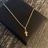 Cadena Lazo 1.1gr / 60cm + Dije Cruz Ancha 0.25gr / 1.6cm Oro Amarillo (Oferta)