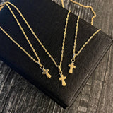 Cadena Lazo 1.1gr / 60cm + Dije Cruz Ancha 0.25gr / 1.6cm Oro Amarillo (Oferta)