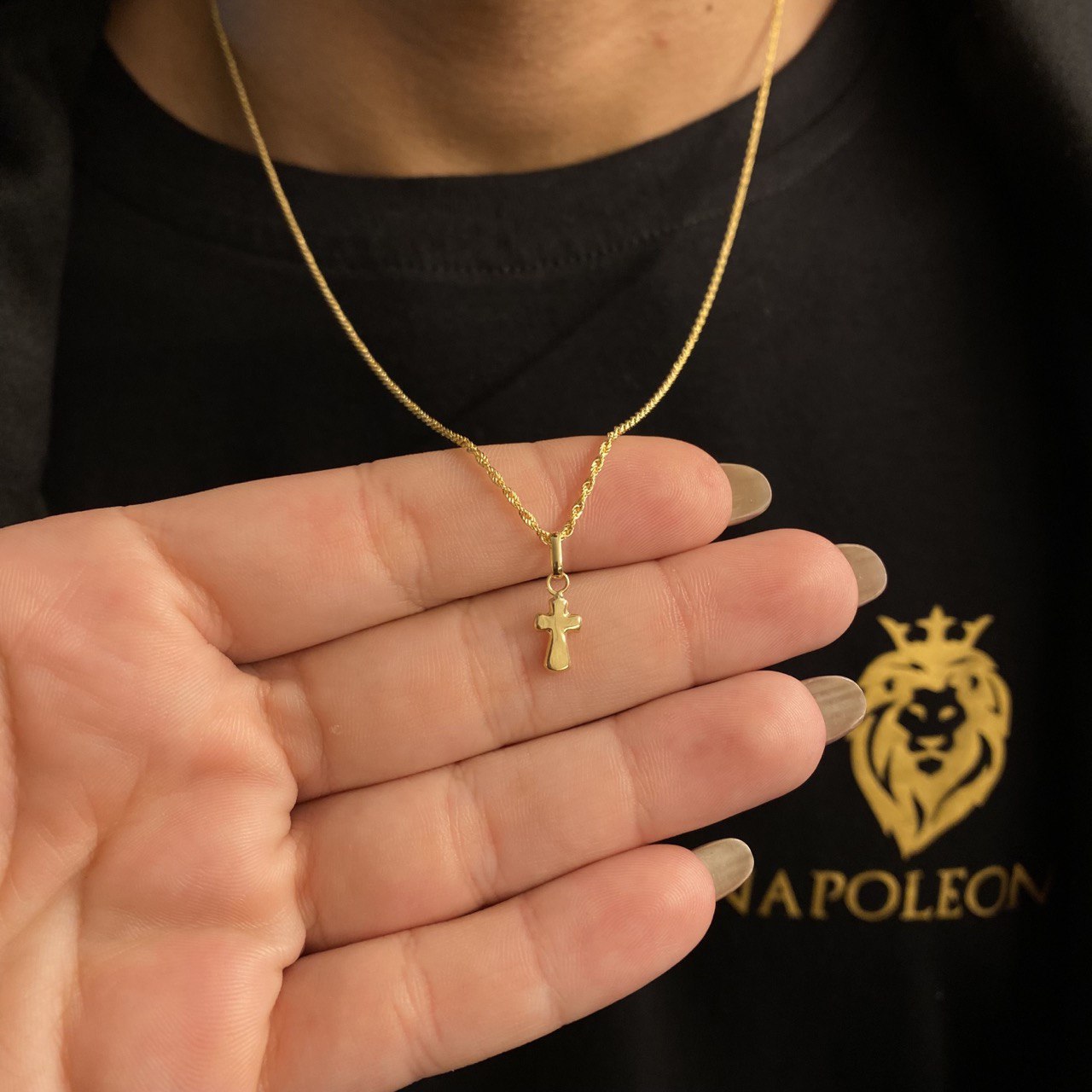 Cadena Lazo 1.1gr / 60cm + Dije Cruz Ancha 0.25gr / 1.6cm Oro Amarillo (Oferta)