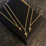 Cadena Lazo 1.1gr / 60cm + Dije Cruz Lisa 0.2gr / 1.6cm Oro Amarillo (Oferta)