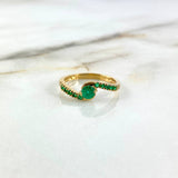 Anillo Curvas Fluctuadas 3gr / T8 / 34pts Esmeraldas Oro Amarillo (Joya) ©