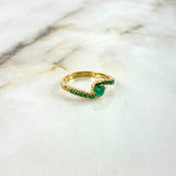 Anillo Curvas Fluctuadas 3gr / T8 / 34pts Esmeraldas Oro Amarillo (Joya) ©