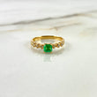 Anillo Solitario Six Trenza 2.2gr / T6 / 18pts Esmeraldas 12pts Diamantes Oro Amarillo (Joya) ©