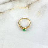 Anillo Solitario Six Trenza 2.2gr / T6 / 18pts Esmeraldas 12pts Diamantes Oro Amarillo (Joya) ©