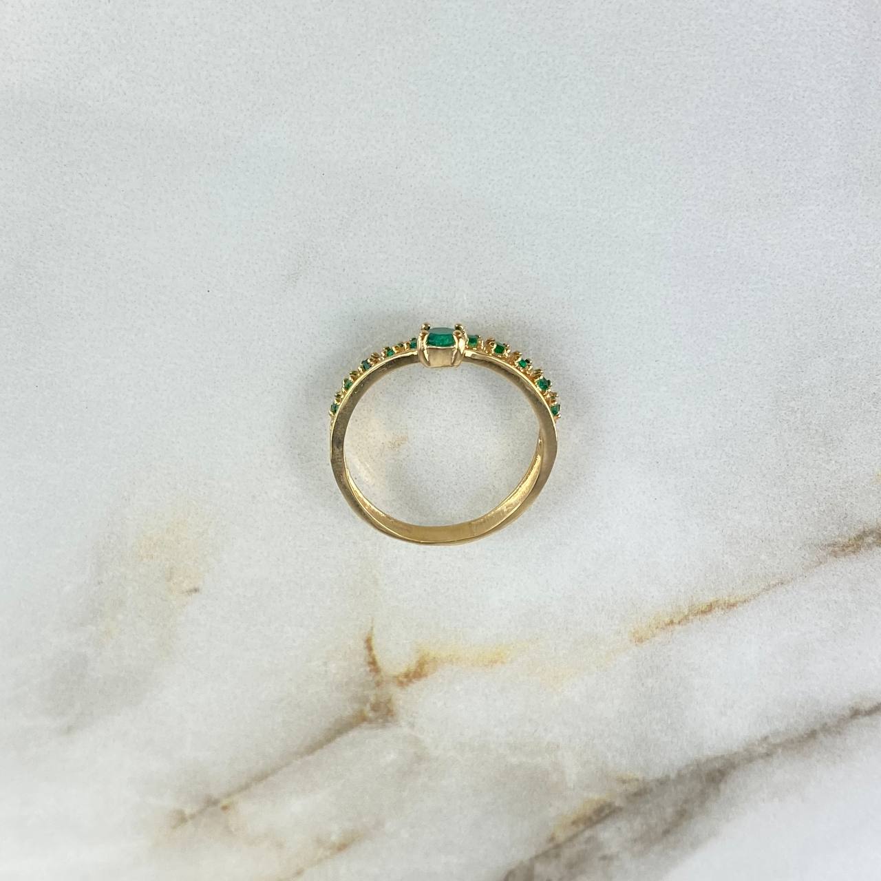 Anillo Tiara Corona 2.5gr / T6 1/2 / 30pts Esmeraldas Oro Amarillo (Joya) ©