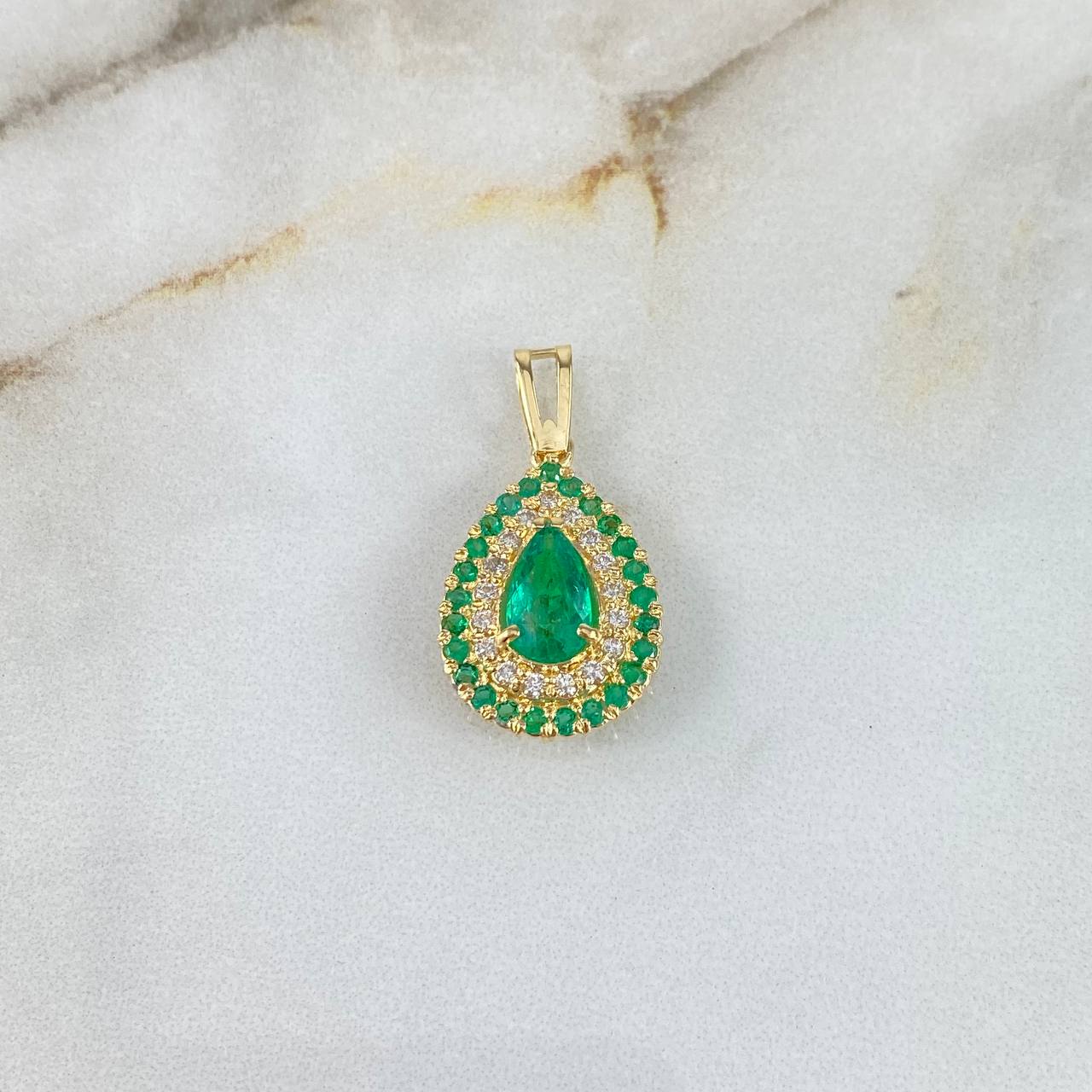 Dije Pera Eleganzza 4.4gr / 2.8cm / 90pts Esmeralda 34pts Diamanates Oro Amarillo (Joya) ©