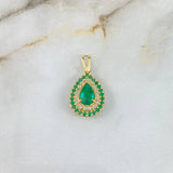 Dije Pera Eleganzza 4.4gr / 2.8cm / 90pts Esmeralda 34pts Diamanates Oro Amarillo (Joya) ©