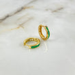 Candongas Filigrana Interna 2.95gr / 1.4cm / Esmeraldas 24pts Oro Amarillo 18K (Joya) *
