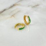Candongas Filigrana Interna 2.95gr / 1.4cm / Esmeraldas 24pts Oro Amarillo 18K (Joya) *