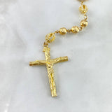 Rosario Virgen del Carmen 57.5gr / 75cm / 7mm-9mm Bolas Diamantadas Basteadas Circones Blancos Oro Amarillo ©