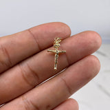 Dije Cruz Cristo  0.6gr / 2.5cm / Baston  Liso  Oro Amarillo &