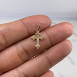 Dije Cruz Trinidad 1gr / 2cm / Circones Blancos  Oro Amarillo &
