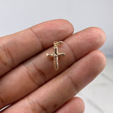 Dije Cruz Cristo  0.55gr / 2cm / Puntas Planas  Oro Rosa &