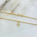 Cadena Lazo 1.1gr / 60cm + Dije Cruz 0.3gr / 1.4cm Circones Oro Amarillo (Oferta) ©