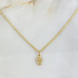 Cadena Lazo 1.1gr / 60cm + Dije Calavera 0.45gr / 1.4cm Circones Oro Amarillo (Oferta) ©