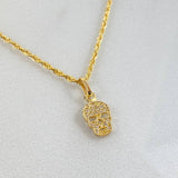 Cadena Lazo 1.1gr / 60cm + Dije Calavera 0.45gr / 1.4cm Circones Oro Amarillo (Oferta) ©