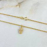 Cadena Lazo 1.1gr / 60cm + Dije Calavera 0.45gr / 1.4cm Circones Oro Amarillo (Oferta) ©