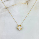 Cadena Veneciana Trebol VCyA 1.8gr / 40cm / 0.5mm Nacar Blanco Oro Amarillo +4 *
