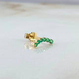 Piercing Arete Curvo 0.45gr / Esmeraldas 12pts Oro Amarillo (Joya) ©