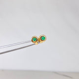 Topos Tambor  2.55gr / 1cm / 36 Pts Esmeralda  Oro Amarillo (Joya Oferta) &