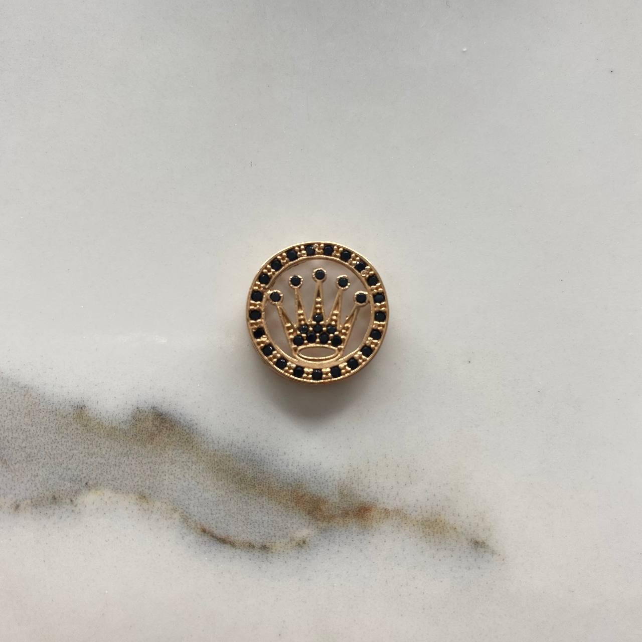 Herraje Corona Rx  2.6gr / 1.5cm / Circones Negros  Oro Rosa &