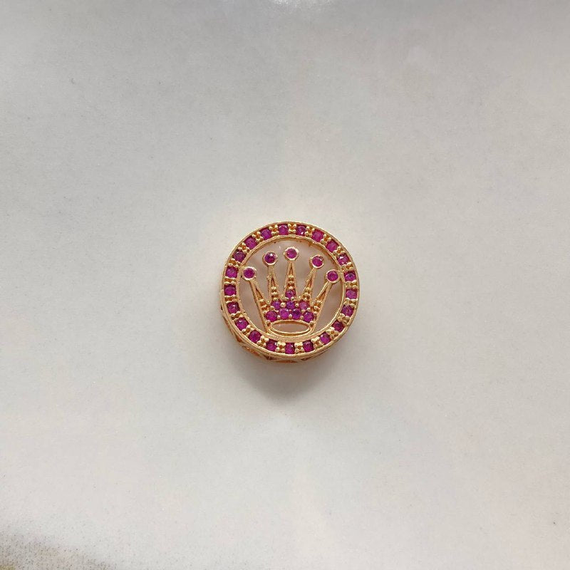 Herraje Corona Rx  2.8gr / 1.5cm / Circones Fucsia  Oro Rosa &
