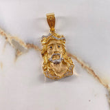 Dije Rostro de Cristo 18.7gr / 6cm / Circones Blancos Azules Dos Oros Amarillo Blanco &