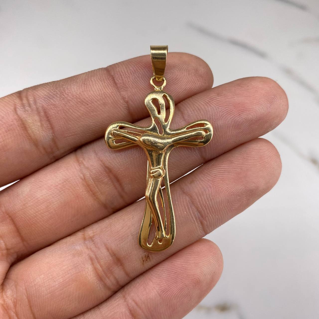 Dije Cruz Cristo  4.7gr / 5cm / Abstracto  Oro Amarillo &