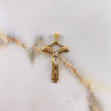 Dije Cruz Cristo  2.9gr / 4cm / Omega Dos Oros Amarillo Blanco $