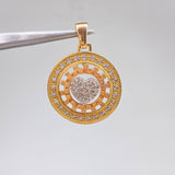 Dije Medallon Bv  7.45gr / 3.5cm / Circones Blancos Tres Oros &
