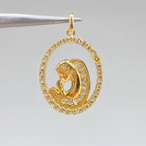 Dije Silueta Virgen María 5.8gr / 3.5cm / Circones Blancos Oro Amarillo &