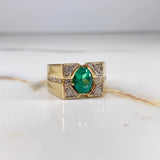 Anillo Rombo Metrico  14.8gr / T11 1/4 / 3.25 Ct Esmeralda 52 Pts Diamante  Oro Amarillo (Joya) $