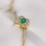 Anillo Rombo Metrico  14.8gr / T11 1/4 / 3.25 Ct Esmeralda 52 Pts Diamante  Oro Amarillo (Joya) $