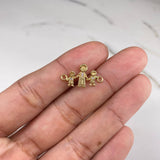Herraje Familia (Papa-Hijos) 1.35gr / 2cm-Circones Blancos  Oro Amarillo &