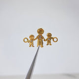 Herraje Familia (Papa-Hijos) 1.35gr / 2cm-Circones Blancos  Oro Amarillo &