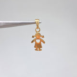 Dije Niña Corazon  0.9gr / 2cm-Liso  Oro Amarillo &
