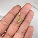 Dije Virgen Milagrosa 0.65gr / 1.5cm / Macizo Circones Blancos Oro Amarillo &