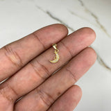 Dije Luna 0.4gr / 1.5cm / Circones Blancos Oro Amarillo &