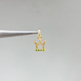 Dije Corona  0.35gr / 1cm / Circones Verdes Oro Amarillo &